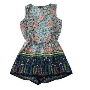 BeBop Womens Small Mandala Indie Boho Colorful Shorts Romper Tank Summer